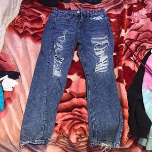 women boyfriend denim mid rise jeans
